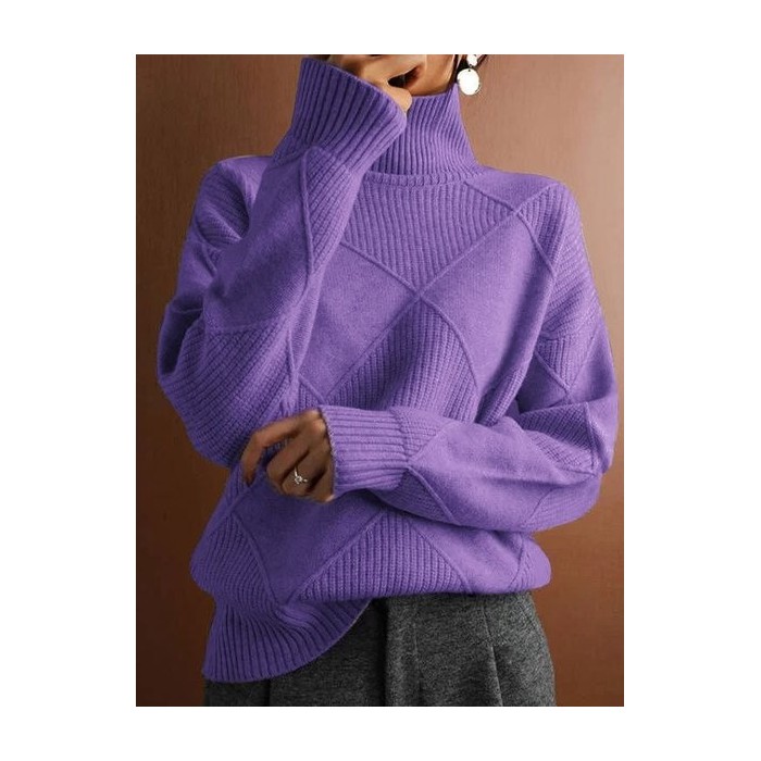 Women Cable Knit Turtleneck Sweater Winter Pullover