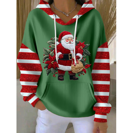 Women Striped Spring/Fall Printing Long Sleeve Casual Daily Hoodie