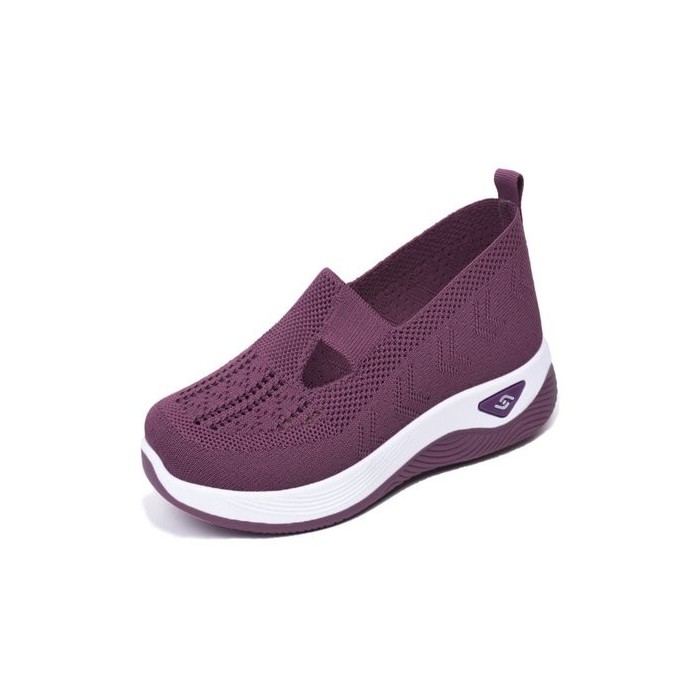Soft sole breathable lightweight flying woven casual simple women's shoes flat shoes shallow mouth single shoes