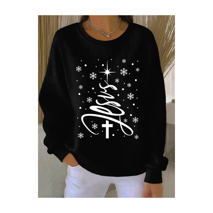 Women Christmas Crew Neck Printing Casual Spring/Fall Long Sleeve Sweatshirt