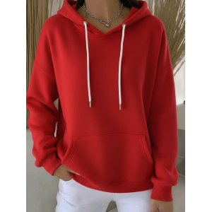 Women Plain Spring/Fall Printing Long Sleeve Casual Daily Hoodie