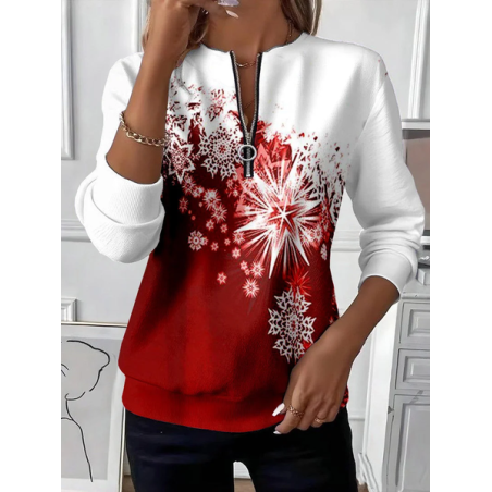 Women Christmas Crew Neck Printing Casual Spring/Fall Long Sleeve Sweatshirt