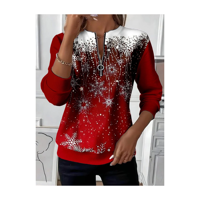 Women Christmas Crew Neck Printing Casual Spring/Fall Long Sleeve Sweatshirt