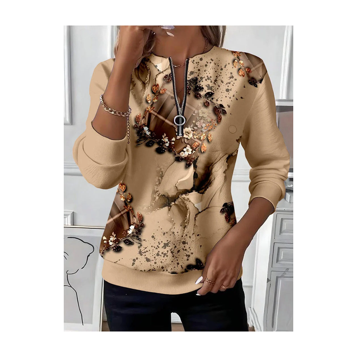 Women Abstract Crew Neck Printing Casual Spring/Fall Long Sleeve Sweatshirt
