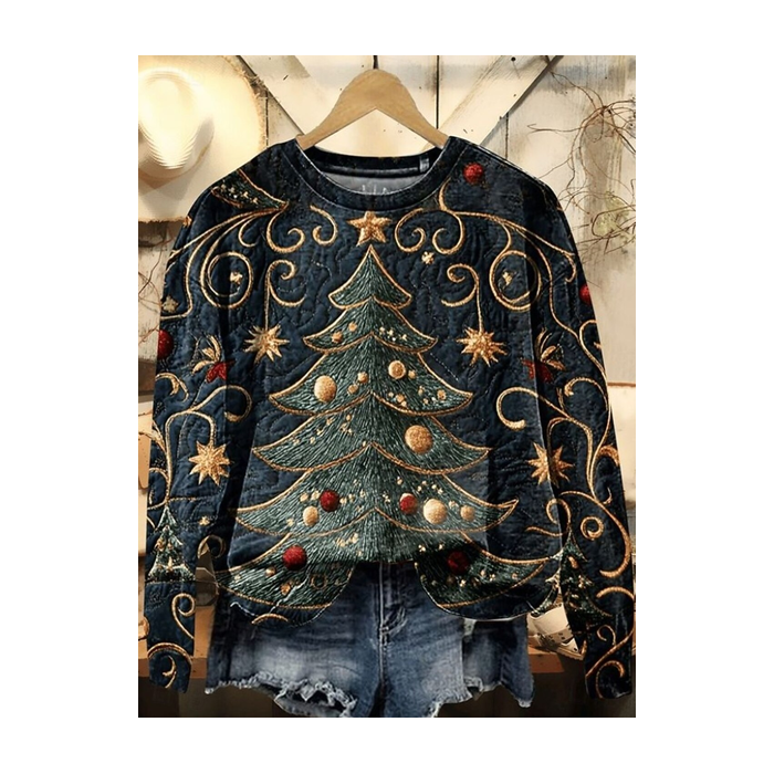 Women Christmas Crew Neck Printing Casual Spring/Fall Long Sleeve Sweatshirt