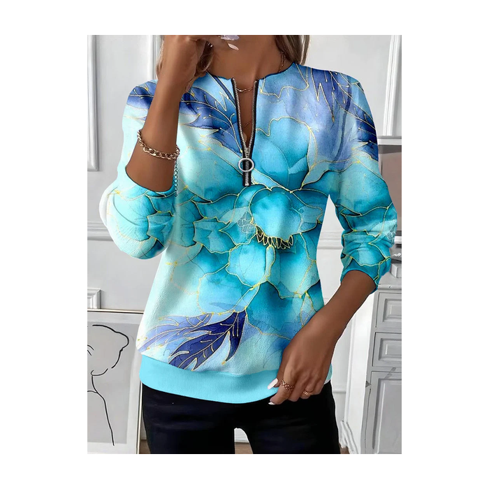 Women Abstract Crew Neck Printing Casual Spring/Fall Long Sleeve Sweatshirt