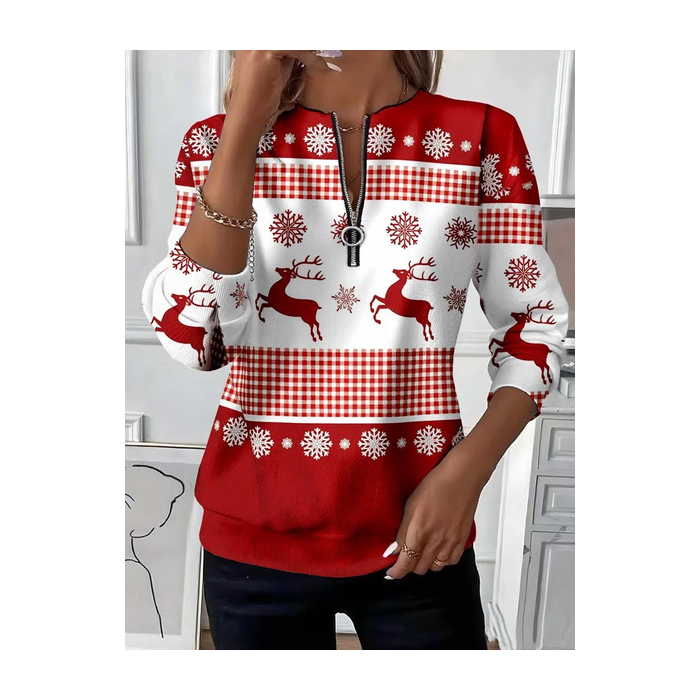 Women Christmas Crew Neck Printing Casual Spring/Fall Long Sleeve Sweatshirt