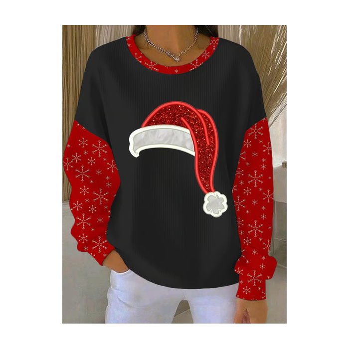 Women Christmas Crew Neck Printing Casual Spring/Fall Long Sleeve Sweatshirt