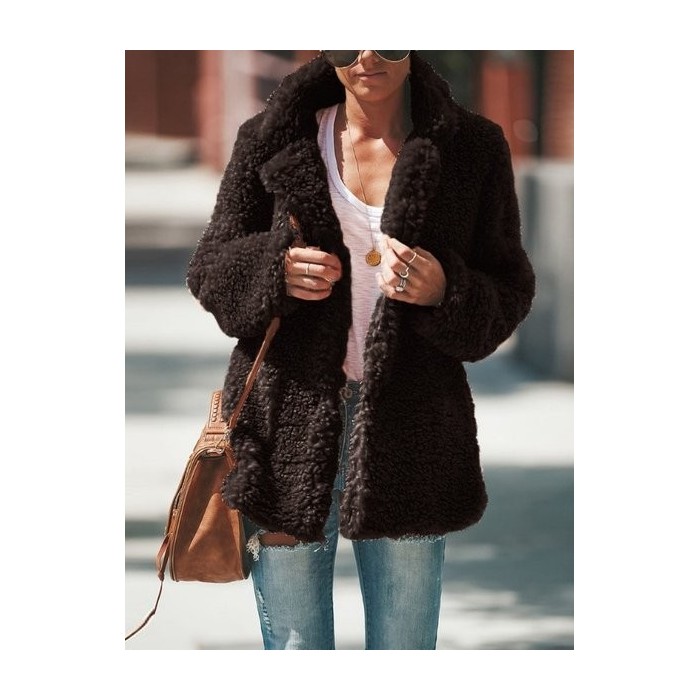 Women Spring/Fall Outerwear Vintage Split Joint Plain Long Sleeve Shawl Collar Jacket