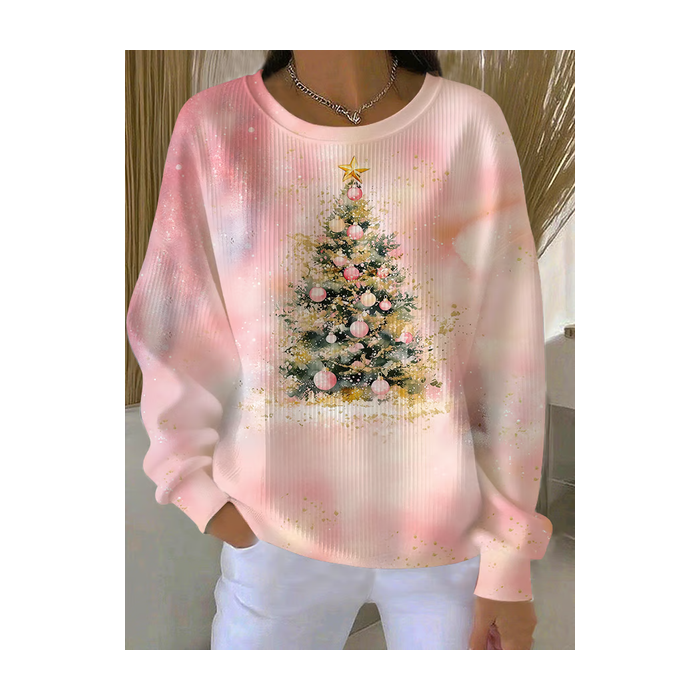 Women Christmas Crew Neck Printing Casual Spring/Fall Long Sleeve Sweatshirt
