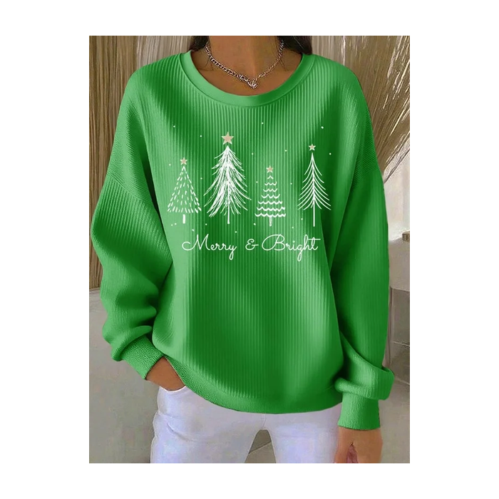 Women Christmas Crew Neck Printing Casual Spring/Fall Long Sleeve Sweatshirt