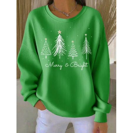 Women Christmas Crew Neck Printing Casual Spring/Fall Long Sleeve Sweatshirt