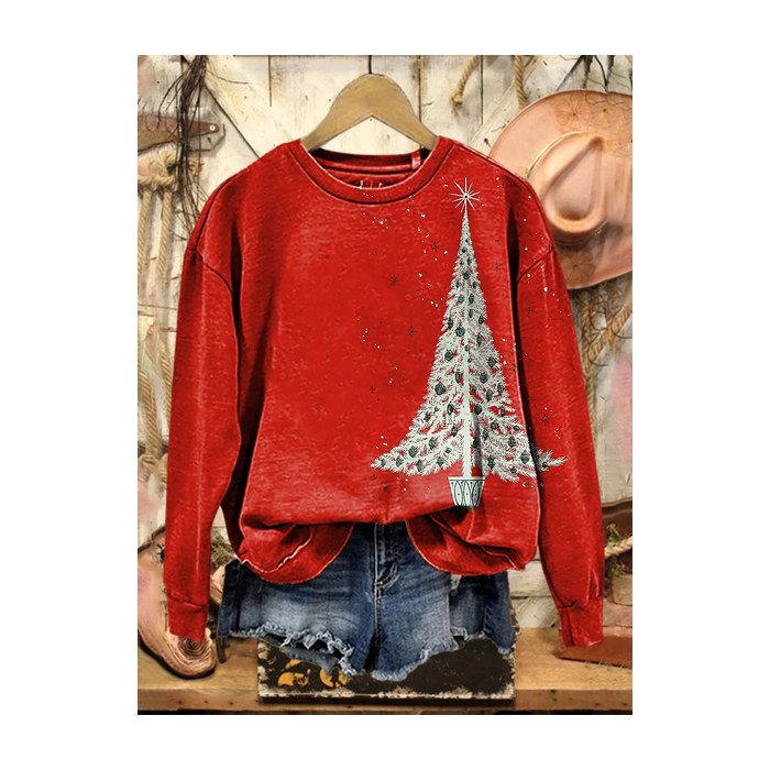Women Christmas Crew Neck Printing Casual Spring/Fall Long Sleeve Sweatshirt