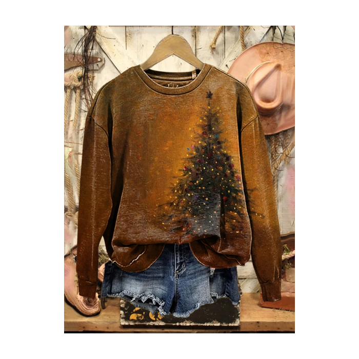 Women Christmas Crew Neck Printing Casual Spring/Fall Long Sleeve Sweatshirt