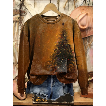 Women Christmas Crew Neck Printing Casual Spring/Fall Long Sleeve Sweatshirt