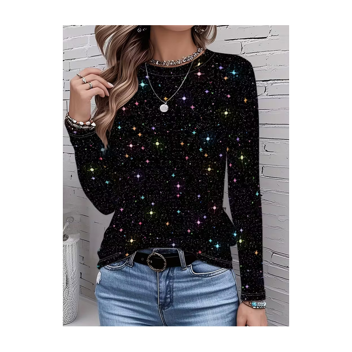 Women Christmas Long Sleeve Tee T-shirt Crew Neck Printing Casual Spring/Fall Graphic Tee Top