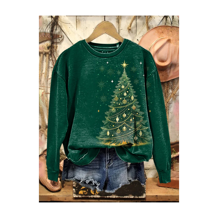 Women Christmas Crew Neck Printing Casual Spring/Fall Long Sleeve Sweatshirt