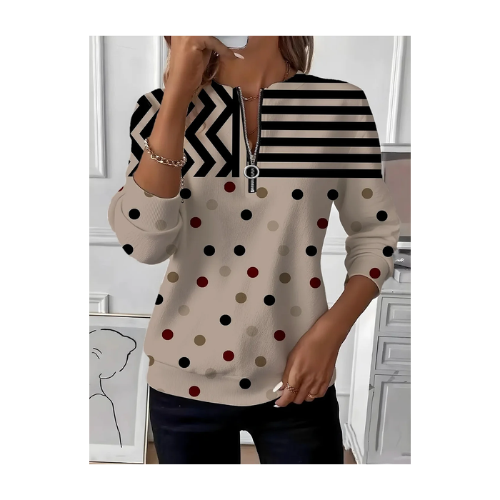 Women Abstract Crew Neck Printing Casual Spring/Fall Long Sleeve Sweatshirt