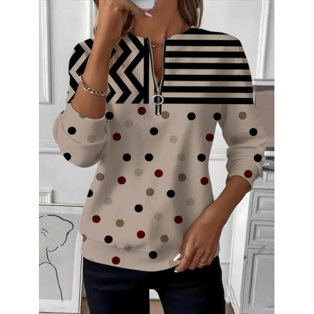 Women Abstract Crew Neck Printing Casual Spring/Fall Long Sleeve Sweatshirt