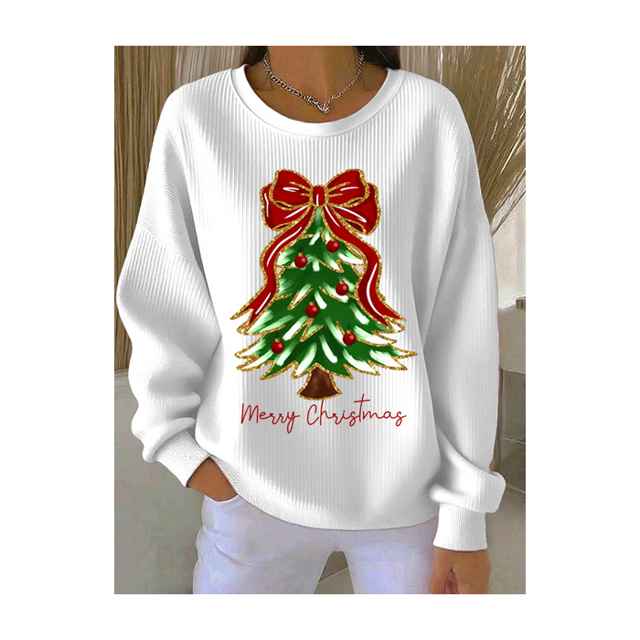Women Christmas Crew Neck Printing Casual Spring/Fall Long Sleeve Sweatshirt