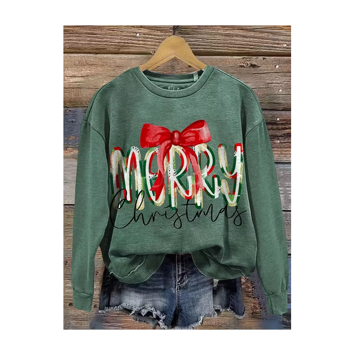 Women Christmas Crew Neck Printing Casual Spring/Fall Long Sleeve Sweatshirt