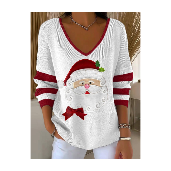 Women Striped Long Sleeve Tee T-shirt V Neck Printing Casual Spring/Fall Top