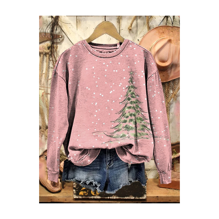 Women Christmas Crew Neck Printing Casual Spring/Fall Long Sleeve Sweatshirt