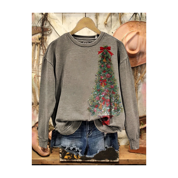 Women Christmas Crew Neck Printing Casual Spring/Fall Long Sleeve Sweatshirt