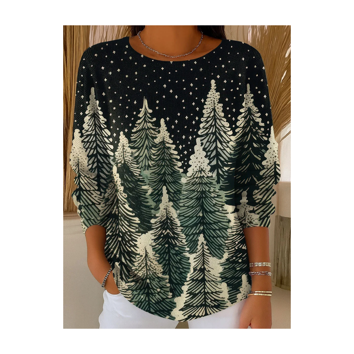 Women Christmas Printing Spring/Fall Casual Long Sleeve Crew Neck Sweater