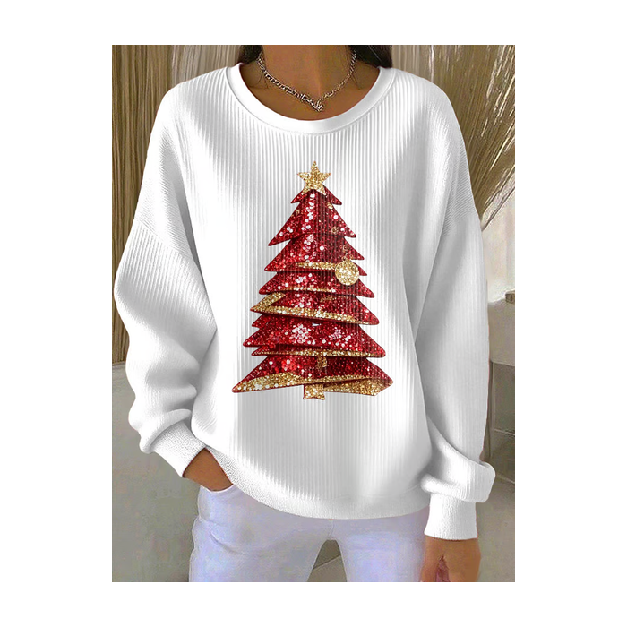 Women Christmas Crew Neck Printing Casual Spring/Fall Long Sleeve Sweatshirt