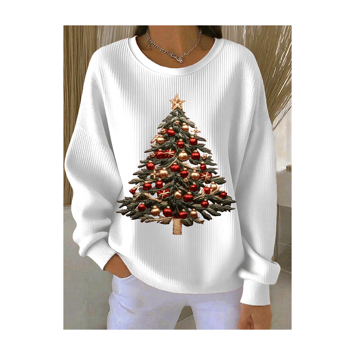 Women Christmas Crew Neck Printing Casual Spring/Fall Long Sleeve Sweatshirt