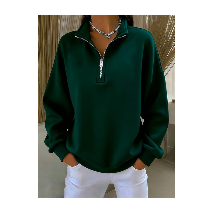 Women Plain Shawl Collar Printing Casual Spring/Fall Long Sleeve Sweatshirt