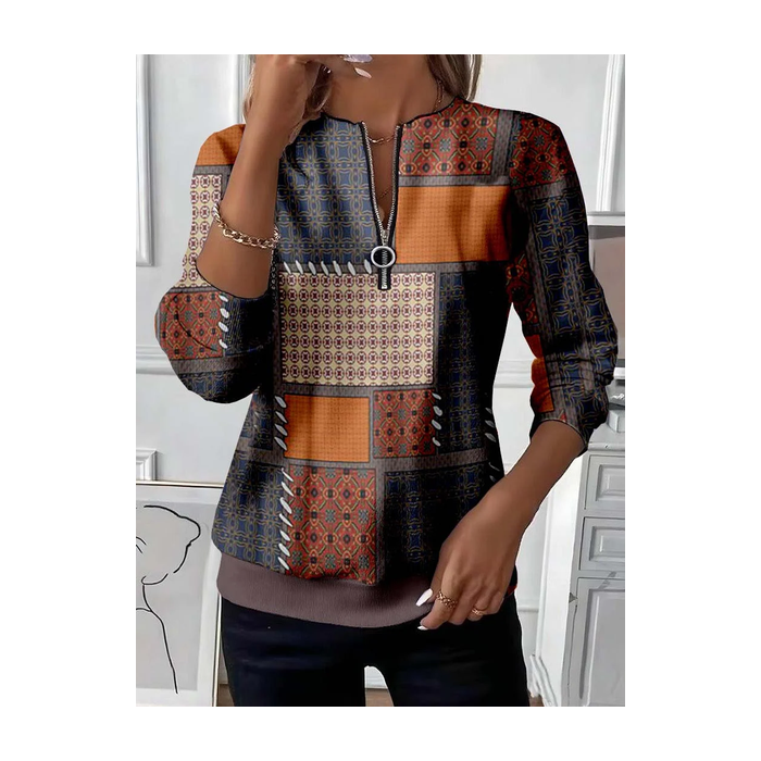 Women Abstract Crew Neck Printing Casual Spring/Fall Long Sleeve Sweatshirt