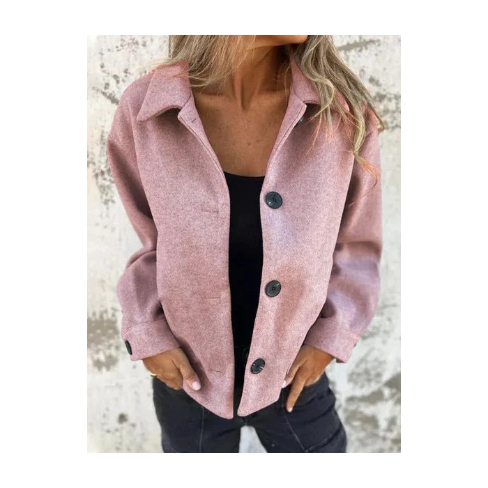 Women Spring/Fall Outerwear Vintage Split Joint Plain Long Sleeve Shawl Collar Jacket